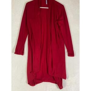 Azules Women Blouse Cover Wrap Red Surplice Draped Poly/Span/Rayon Blend Large